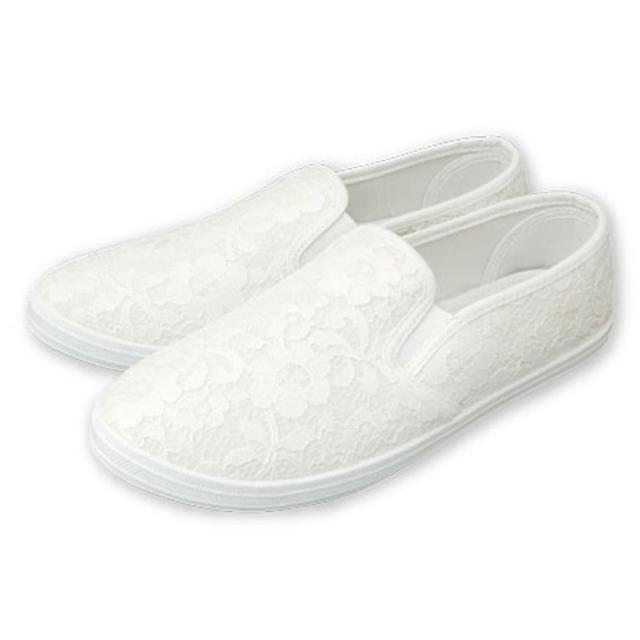 国内発送 レースホワイト L 約24 25cm スリッポン レディース おしゃれ 紐なし 無地 シンプル ホワイト 白 ブラック 黒 スウェット ナチュラ Whitesforracialequity Org