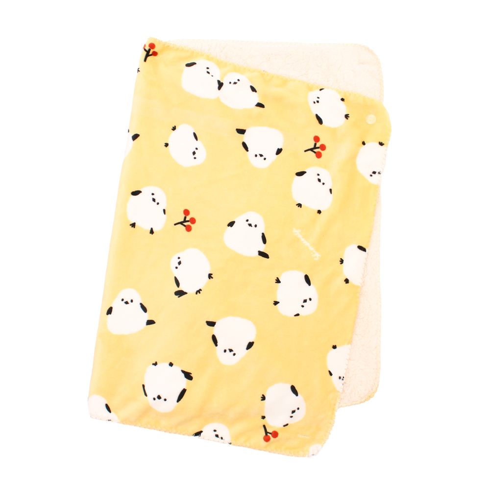 ☆ シマエナガ/イエロー スワンネル3WAYひざ掛け ブランケット