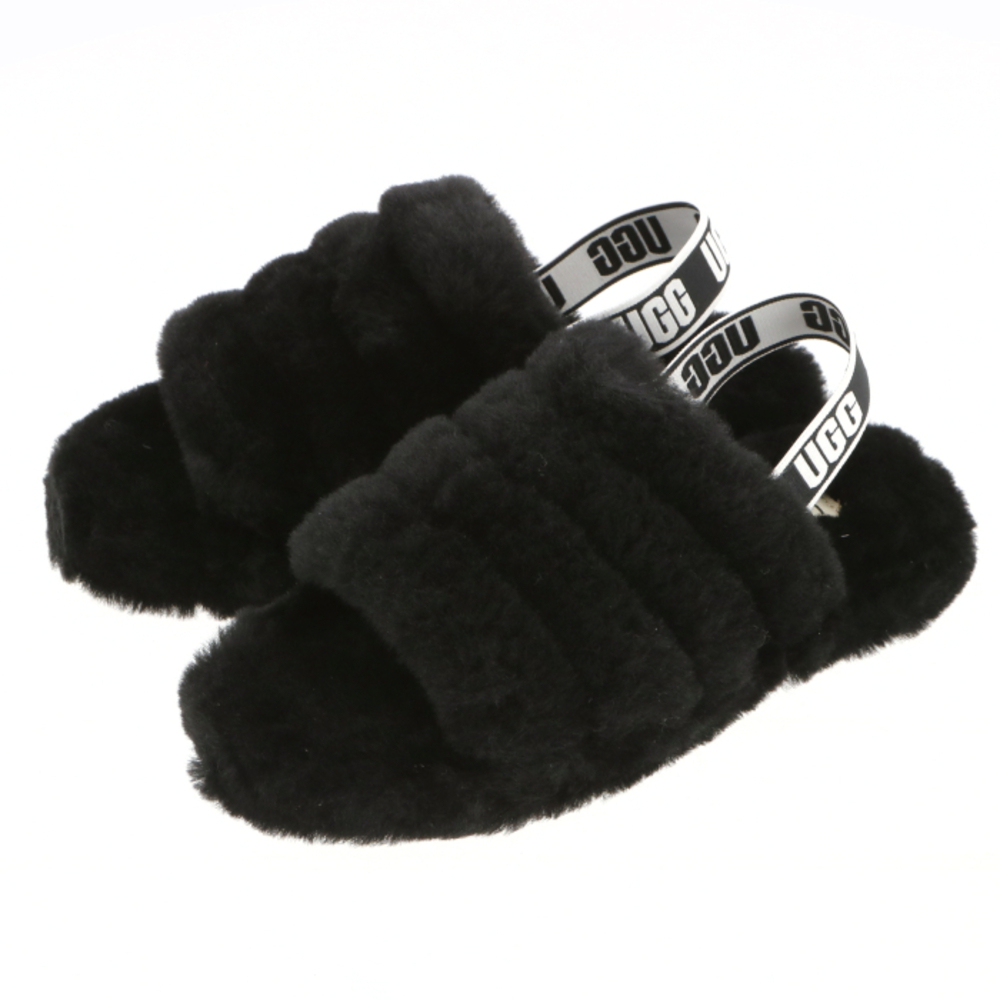 ☆ Black US6（24.5cm） ugg アグ サンダル レディース 通販 FLUFF
