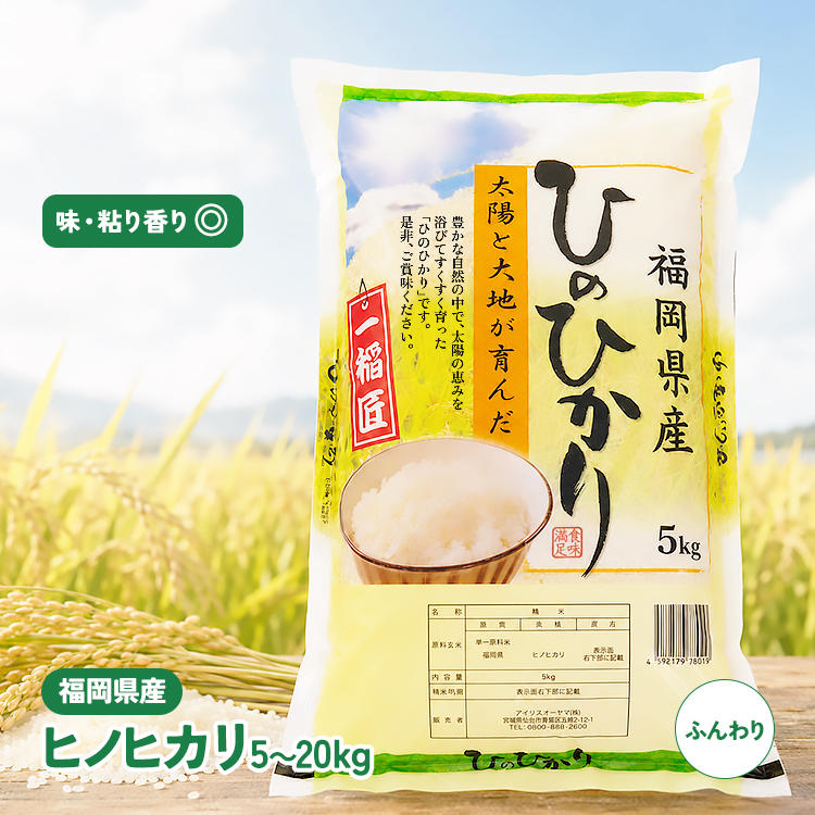ヒノヒカリ ひのひかり 福岡県産ヒノヒカリ 20kg 令和7年産 単一原料米