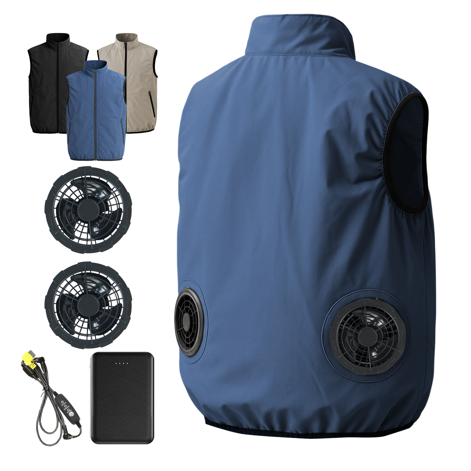 50V 空調作業服半袖 ファンバッテリーセットファン付きベスト Amazon.co.jp: [風神マン] 50V 空調作業服半袖 ファンバッテリー