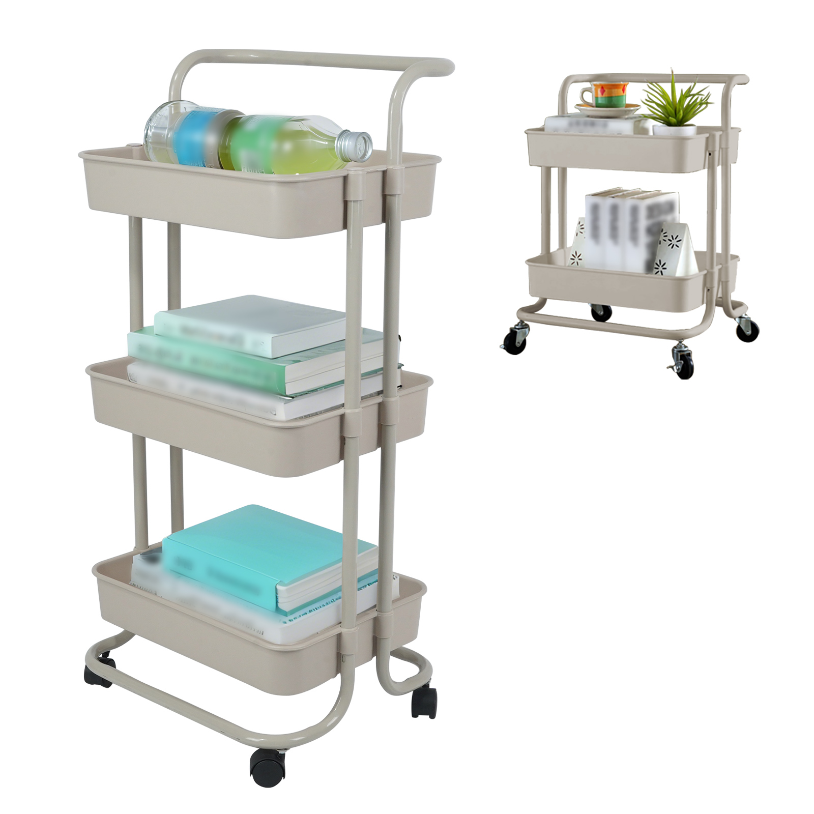 キッチンワゴン 収納 ツール キャスター ハンドル スチール バスケット