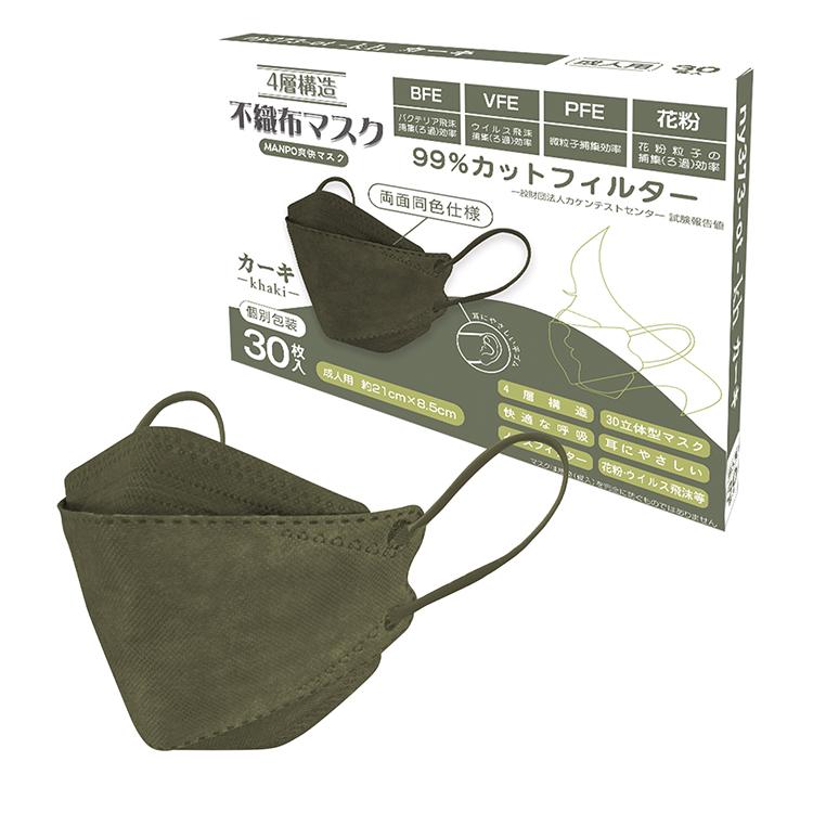 4層マスク 30枚入 不織布 血色 ニュアンスカラー 立体 99%カット 個包装 韓国 KF94 より厳しい日本認証 ウイルス 花粉 対策 予防 ny473t クーポン|lucky9|23