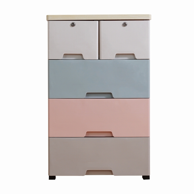 値下げ! ウッドトップチェスト 収納ボックス 4段 引き出し タンス 鍵