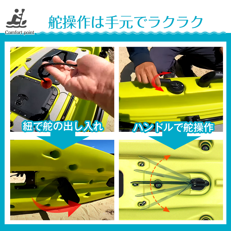カヤック ペダル式 フィッシングカヤック ペダル 手漕ぎ 足漕ぎ 船外機