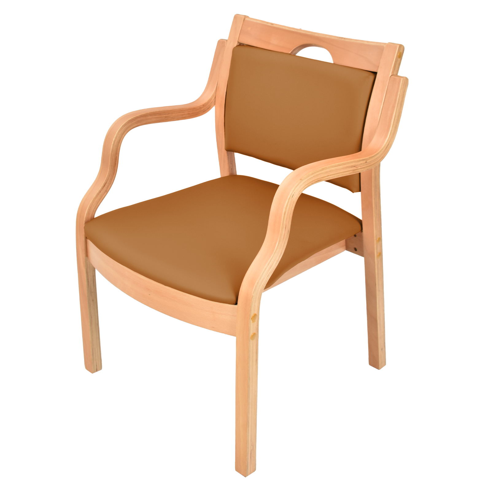 介護椅子 肘付き ダイニングチェア 1脚 木製 レザー 肘掛け椅子 介護