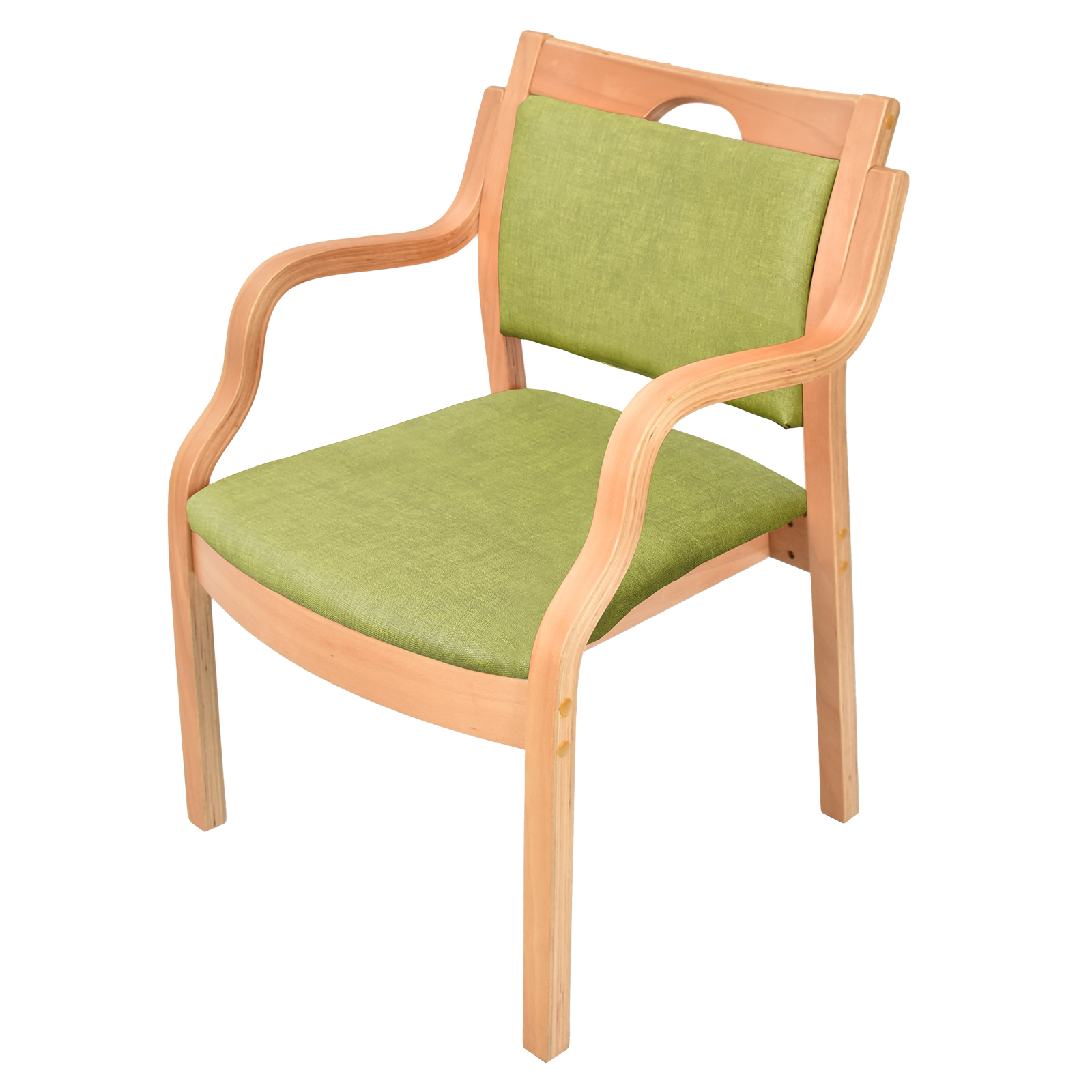 介護椅子 肘付き ダイニングチェア 1脚 木製 レザー 肘掛け椅子 介護