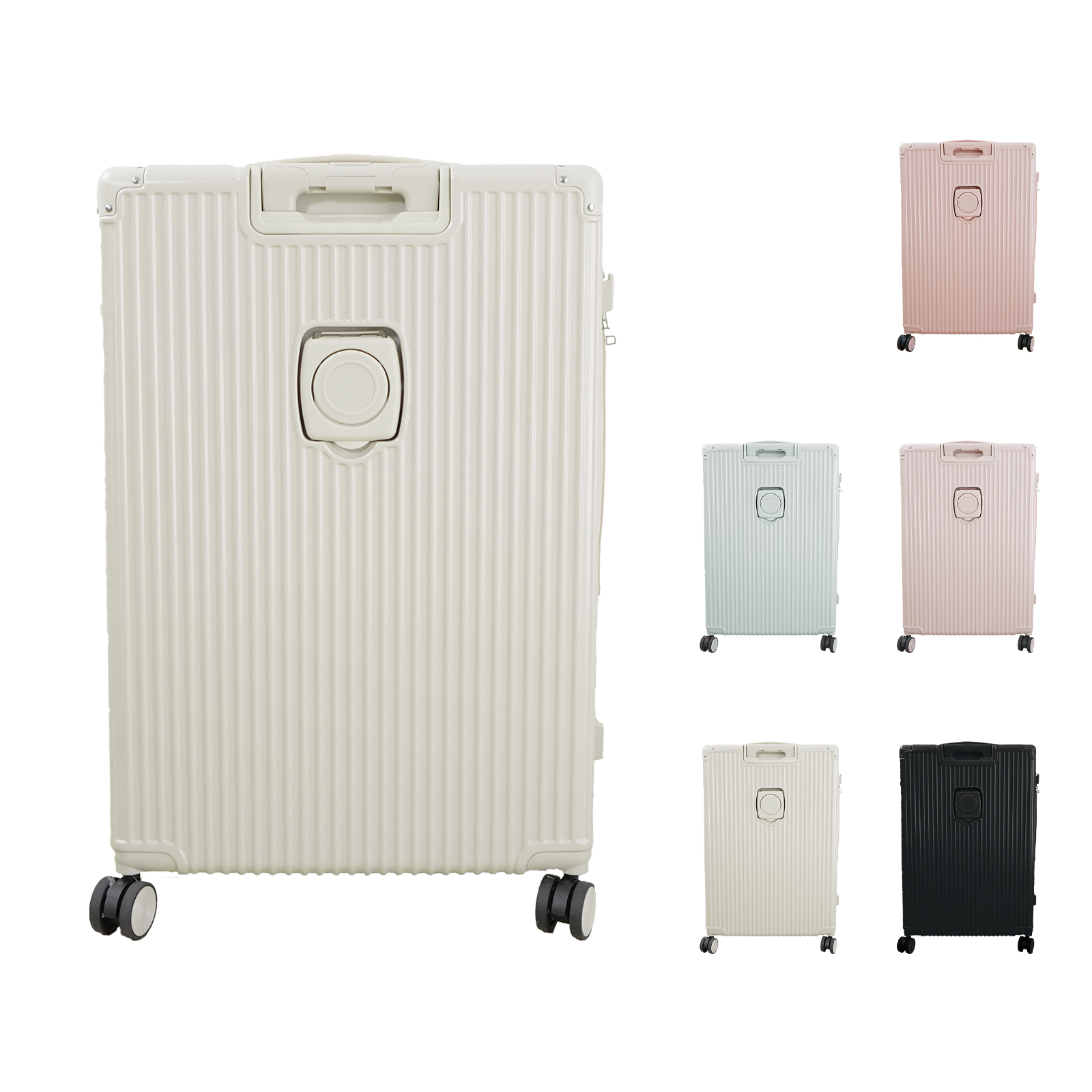 スーツケース L 軽量 多機能 TSAロック カップホルダー付き USBポート