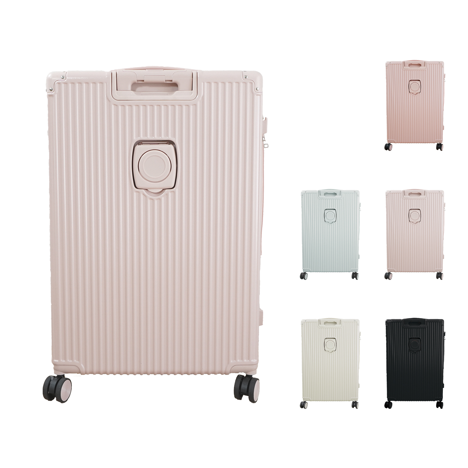 スーツケース L 軽量 多機能 TSAロック カップホルダー付き USBポート