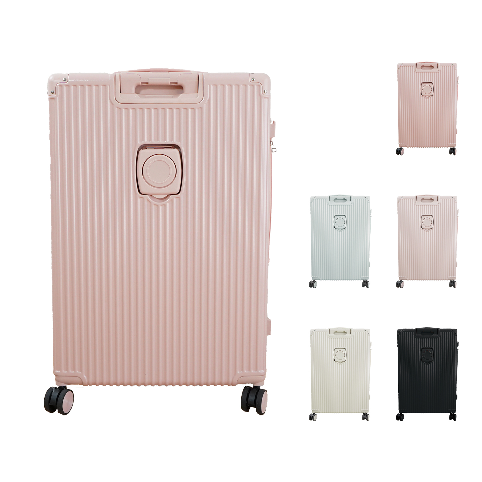 スーツケース L 軽量 多機能 TSAロック カップホルダー付き USBポート