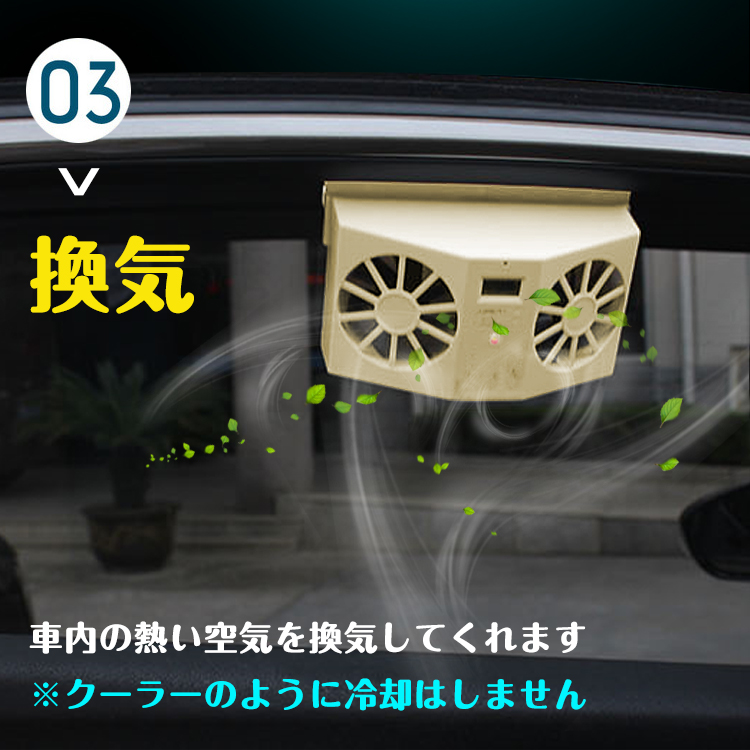車用換気扇 太陽光パネル ソーラーファン 温度計 カーファン
