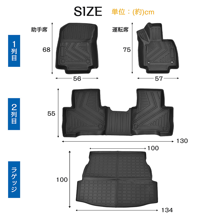 車用 フロア ラゲッジ フルセット マット トヨタ RAV4 XA 50系 専用 5