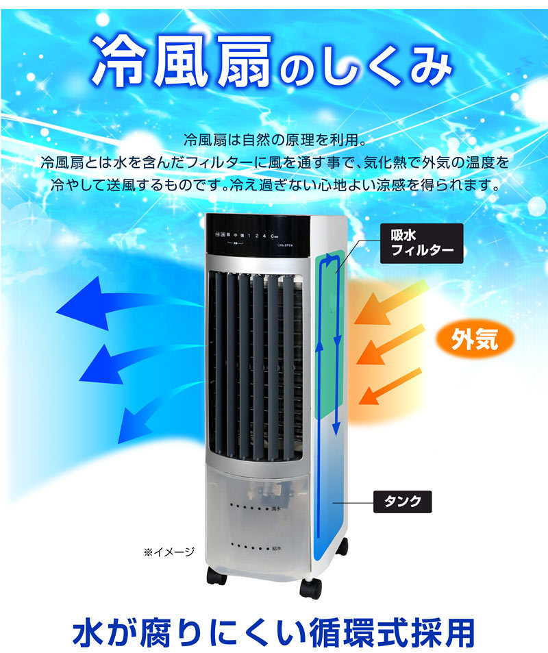 S.Kjapan 冷風機 冷風扇 冷風扇風機 タワー型 コンパクト キャスター