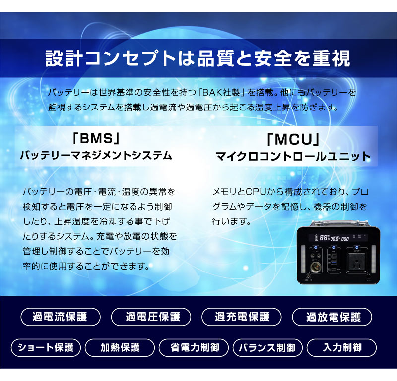 ポータブル電源 500W 大容量 家庭用 小型 AC電源 DC出力 防災 災害
