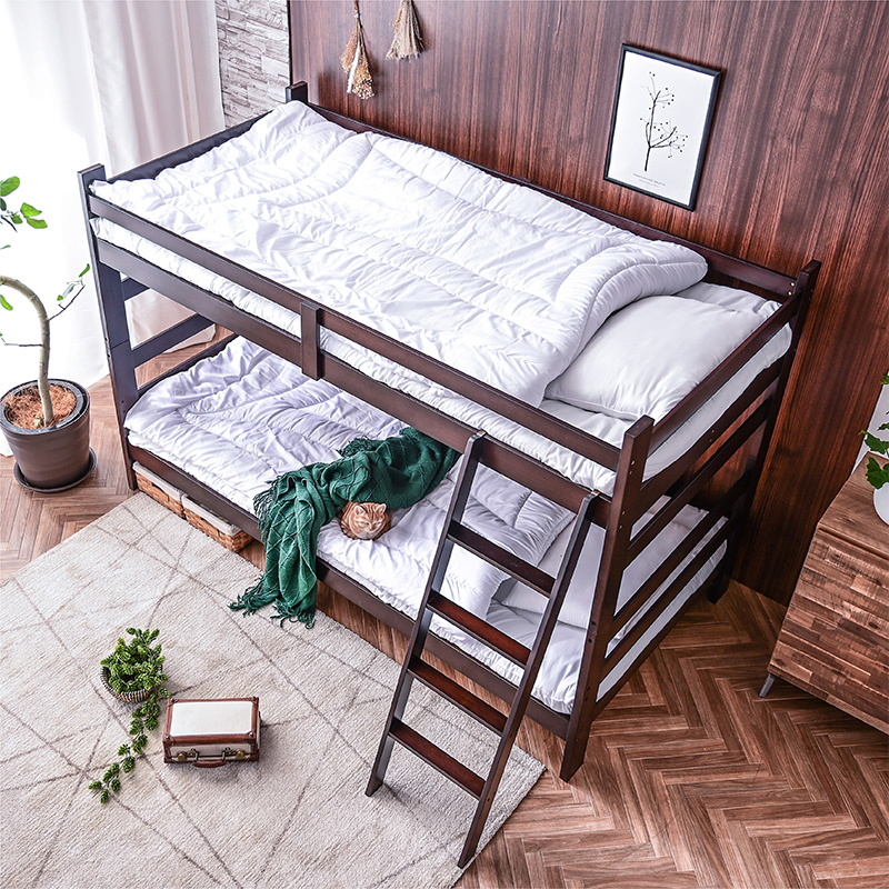 パームマット2枚付) 竹製 二段ベッド 頑丈 天然木 耐荷重500kg 2段階