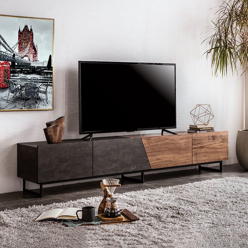 トレンディッシュ　テレビボード180 オーク色　二台 楽天市場】【幅1800mm/テレビボード/ダーク色/別注扉付き