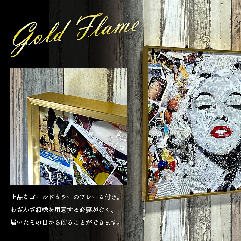 水晶パネル アートパネル 水晶絵 50×50cm 金フレーム付き 偉人