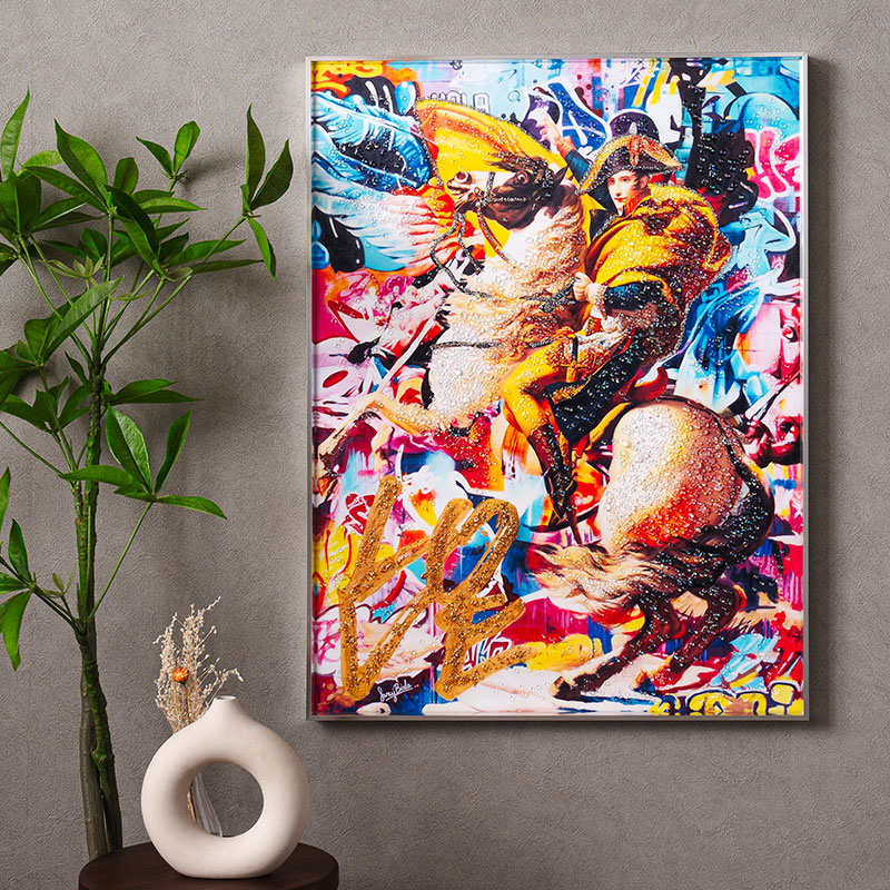 水晶パネル アートパネル 62×82cm 名画 ナポレオン フレーム付き
