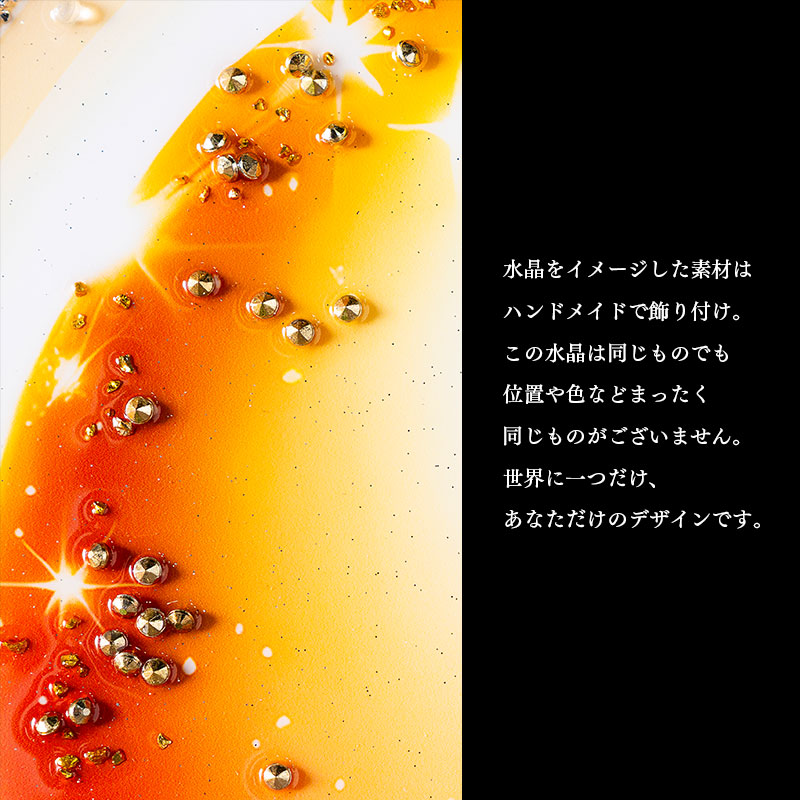 水晶パネル アートパネル 50×50cm 開運画 金フレーム付き 白蛇 巳