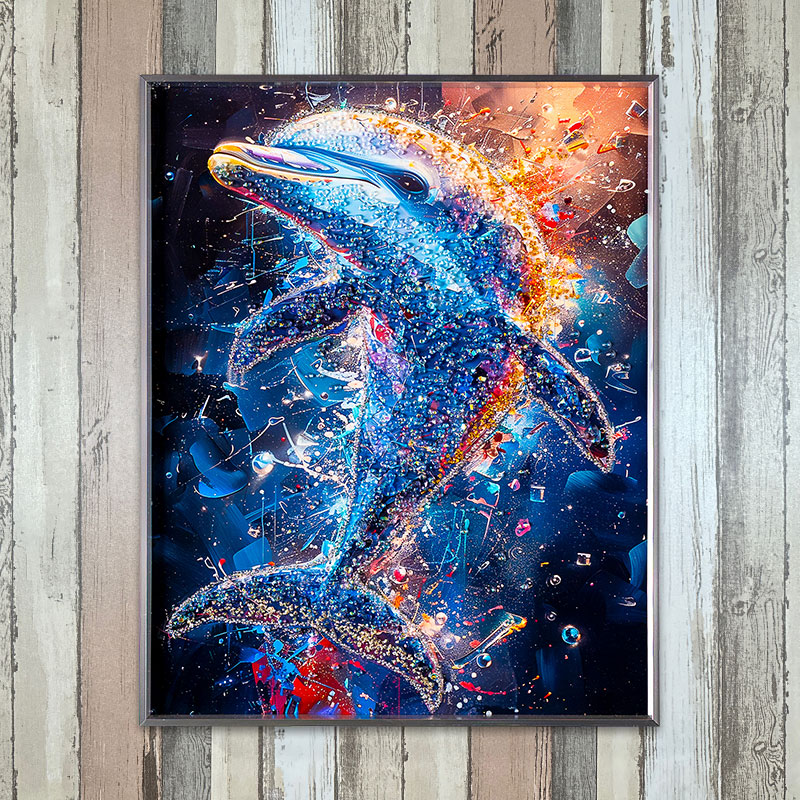 デビット・ミラー「クリスタルブルー」イルカ 絵画 額装品 313/675 747800258_004.jpg