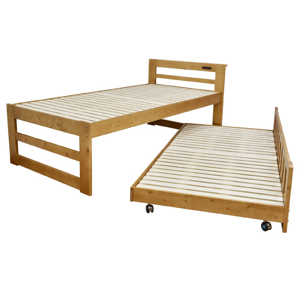 二段ベッド 2段ベッド 親子ベッド 天然木 コンセント付き スライド収納式 木製ベッド 子供用ベッド ツインズ(フレームのみ)-ART｜luckykagu｜03