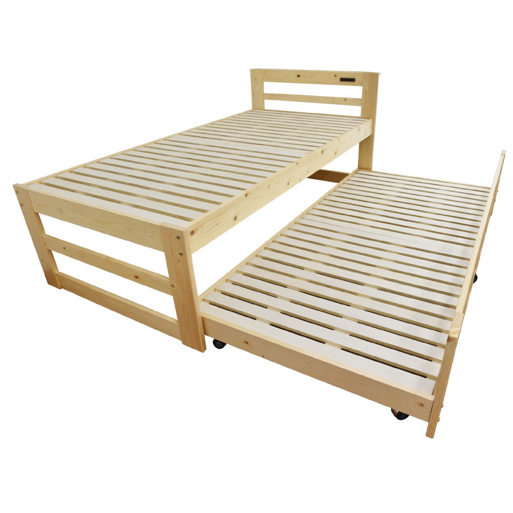 二段ベッド 2段ベッド 親子ベッド 天然木 コンセント付き スライド収納式 木製ベッド 子供用ベッド ツインズ(フレームのみ)-ART｜luckykagu｜02