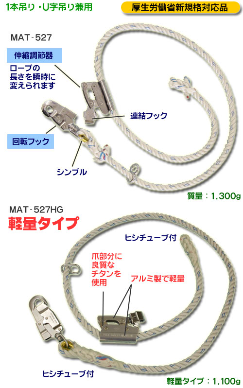 柱上安全帯用ランヤード マーベル MAT-527(代引不可) : ds-1320823