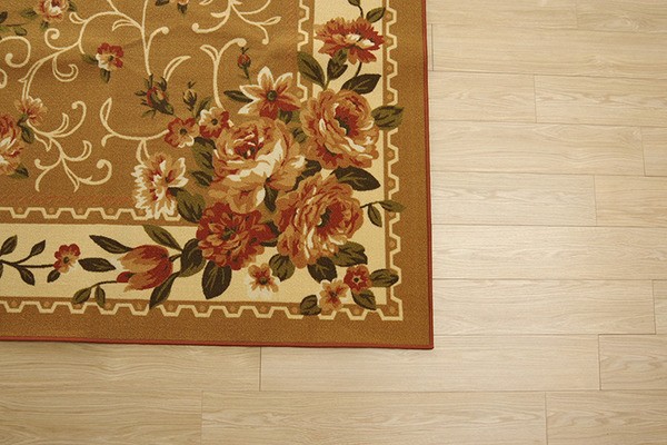 簡易 ラグマット/絨毯 〔花柄 ブラウン 江戸間2畳 約176×176cm