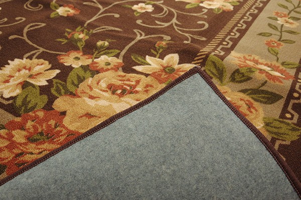 簡易 ラグマット/絨毯 〔花柄 ベージュ 約200×200cm〕 洗える 撥水加工