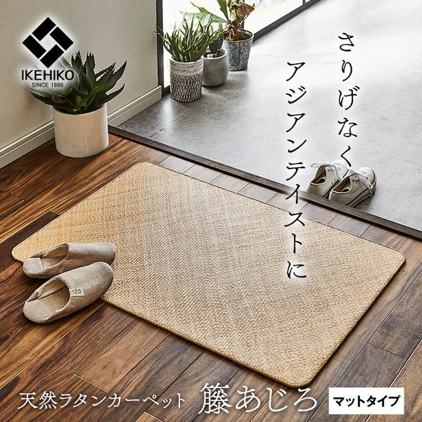 籐製 玄関マット/キッチンマット 〔約60×90cm〕 耐久性 アジアン