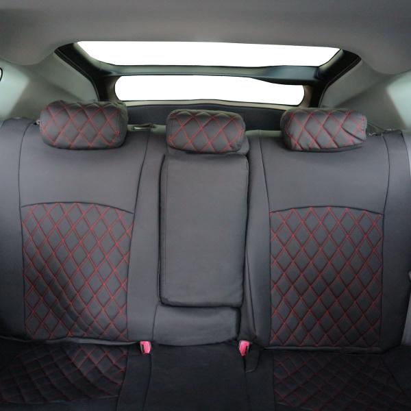 トヨタ（TOYOTA） プリウス30系 シートカバー ブラックレザー レッド 