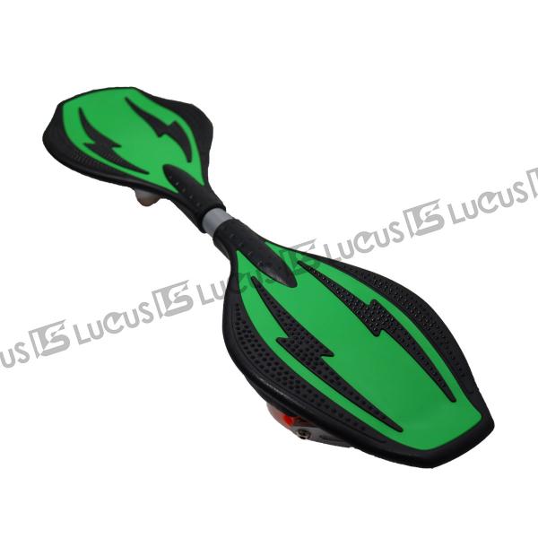 エスボード　ブレイブボード　グリーン　緑　LED 全長70cm サンダー柄　　SP010-GR　送料無料 エスボード Sボード ブレイブボード グリーン 緑色 子供用 光る