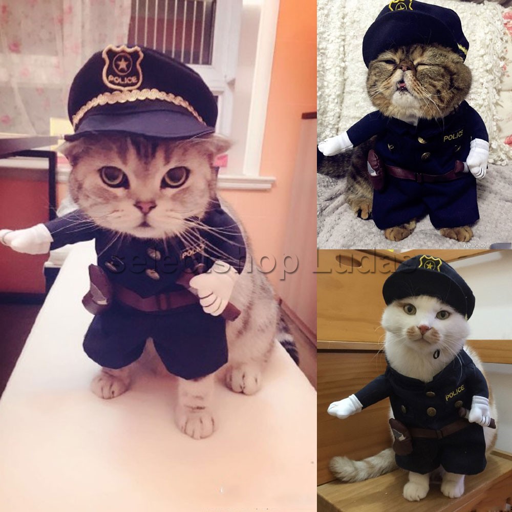 ポリス 警官 警察官 犬服 猫服 小型犬 仮装 二足歩行 コスプレ