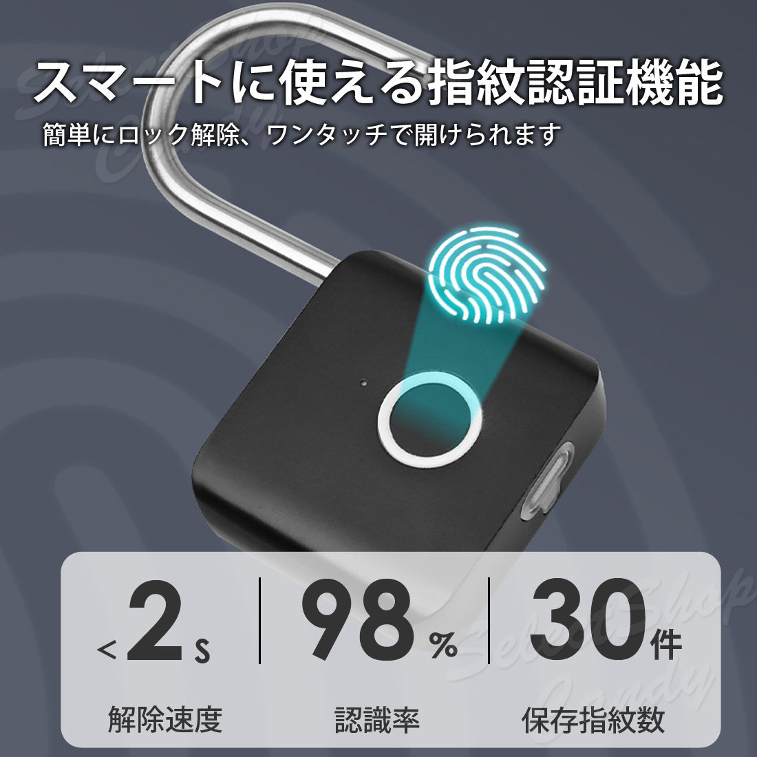 送料無料 スマートロック 指紋認証 補助錠 ロック 鍵 錠 マスター鍵 30
