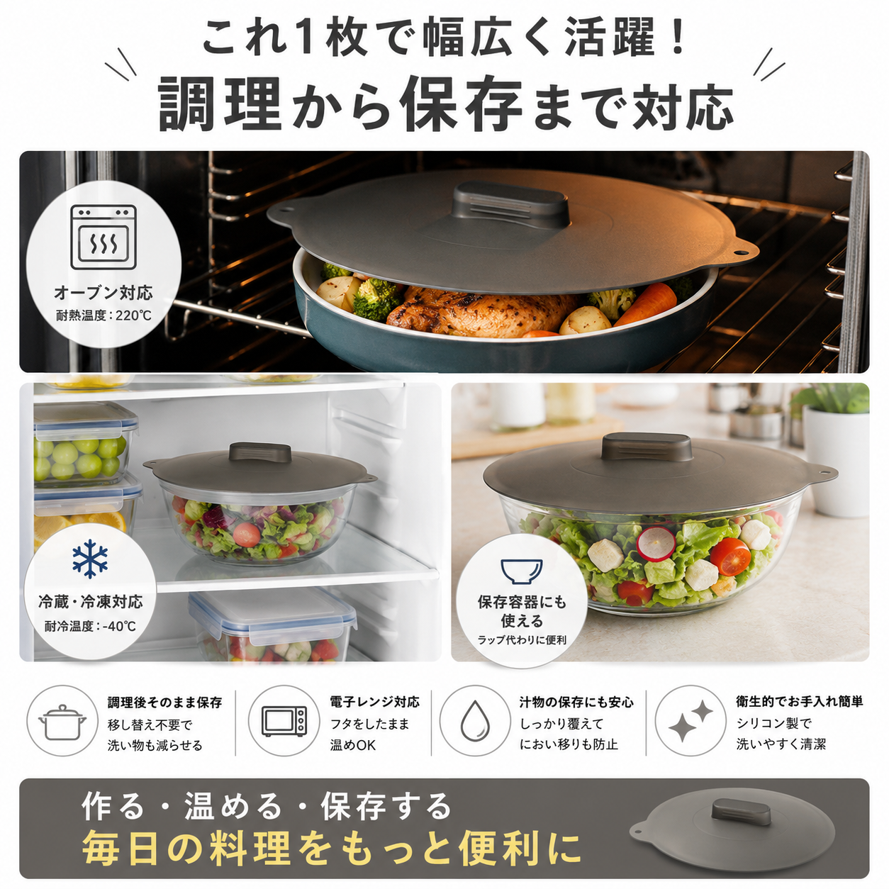 イケア（IKEA） ユニバーサル 料理用フタ 鍋用シリコン蓋 3点セット