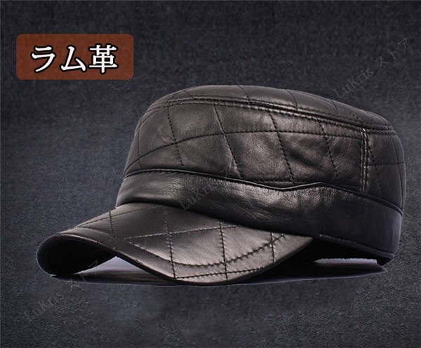 ラム革 ワークキャップ メンズ レールキャップ レザー 本革 秋冬