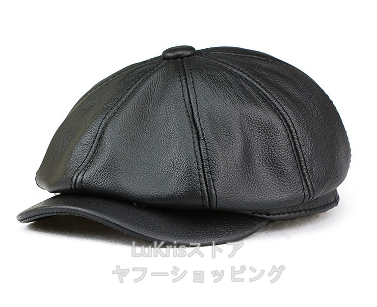 SALE！ 牛革 本革 八角帽子 メンズ レディース リアルレザー 男女兼用