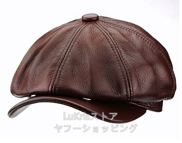 SALE！ 牛革 本革 八角帽子 メンズ レディース リアルレザー 男女兼用