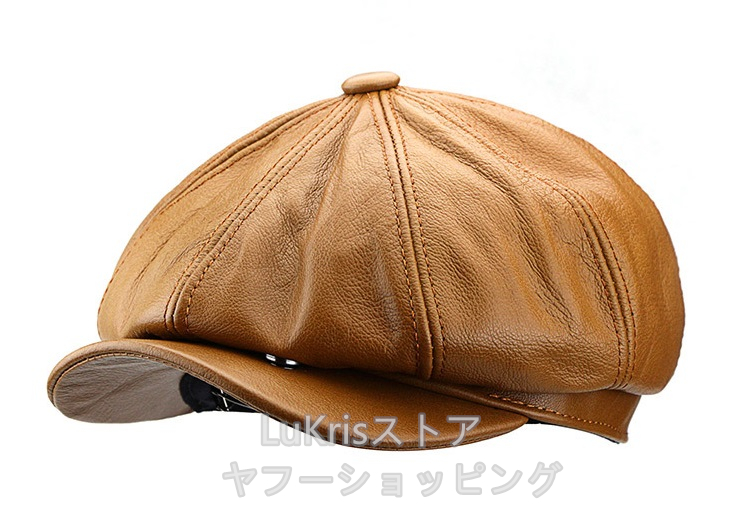 SALE！ 牛革 本革 八角帽子 メンズ レディース リアルレザー 男女兼用