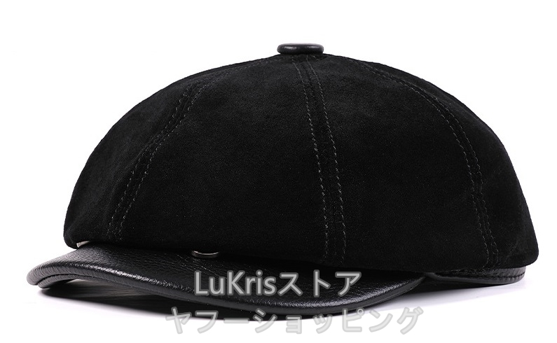 SALE！ 牛革 本革 八角帽子 スエード メンズ レディース リアルレザー