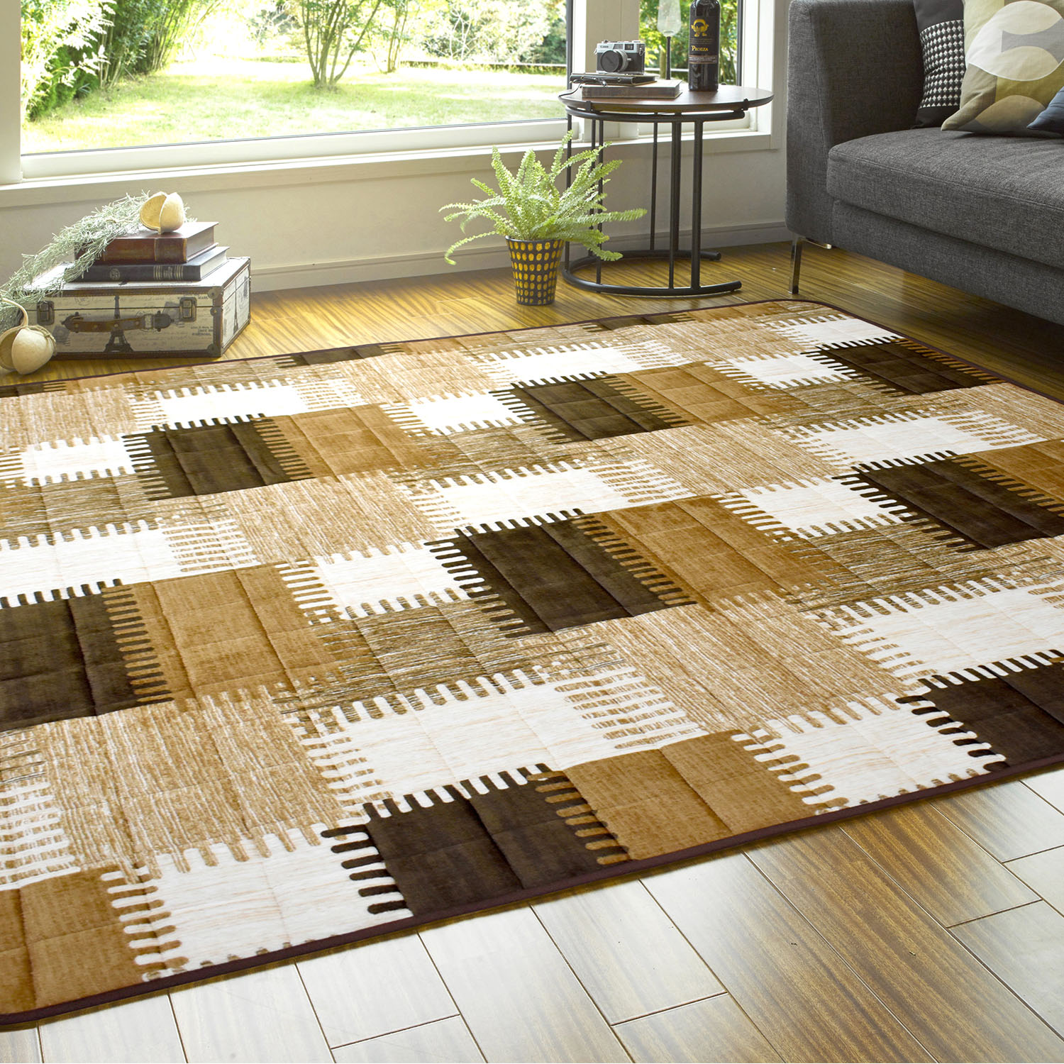 ブラウン ホットカーペット ２つセット合成皮革と布 ブラウン ホットカーペット 2つセット合成皮革と布