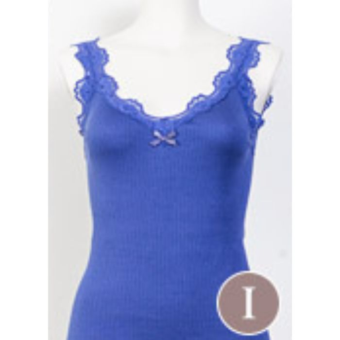 【タグ付き】 リブ編み/フロントレースタンクトップ　L サイズ リブ編みタンクトップ レース付き シルク70％ UVカット 女性用 ギフト