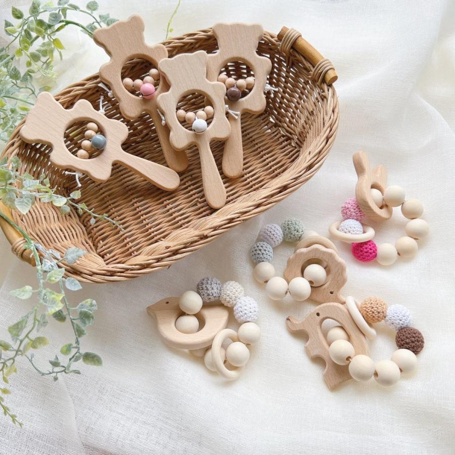 木製 歯固め 赤ちゃんのおもちゃ ベビー ファーストトイ 2点セット  