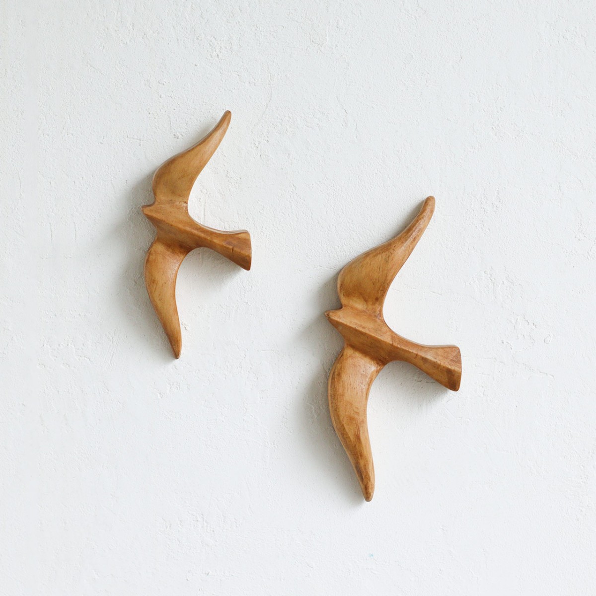 ウォールデコ バード 2個セット 木製雑貨 鳥 ウッドオブジェ パイン 壁