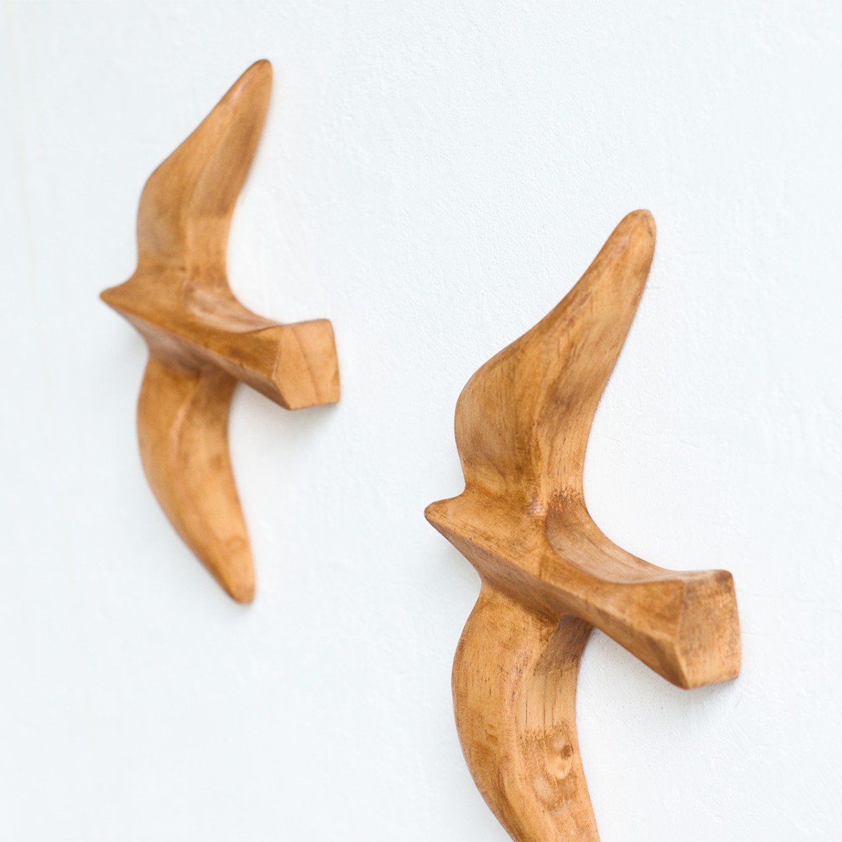 ウォールデコ バード 2個セット 木製雑貨 鳥 ウッドオブジェ パイン 壁