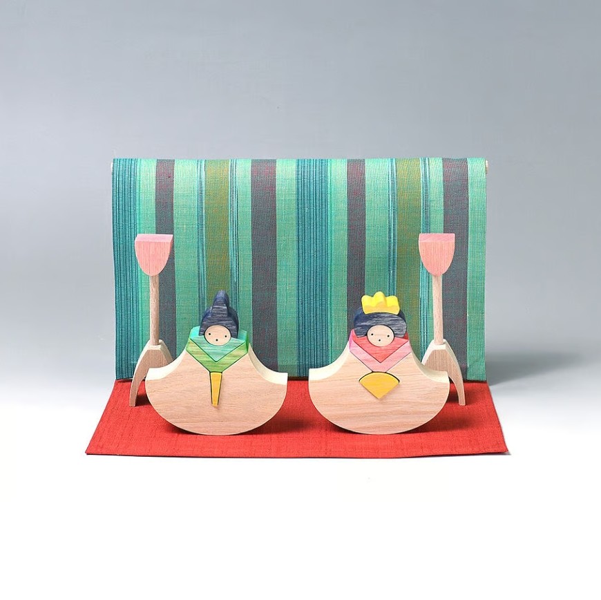 小黒三郎 組み木のひな人形 KH112 銀杏びな 垂幕もうせん付 ひなまつり