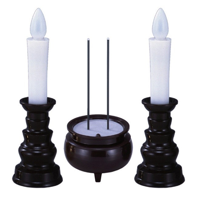 ロウソク LEDライト 仏壇 電池式 安心のろうそく お線香セット : エム