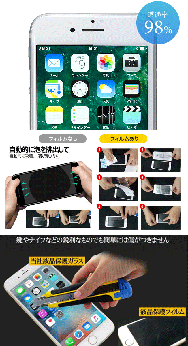 ガラスフィルム ブルーライトカット iPhone PETフレーム 全面