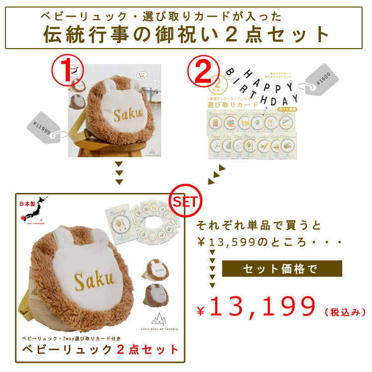 ベビーリュック 選び取りカード 2点セット 名...の詳細画像1