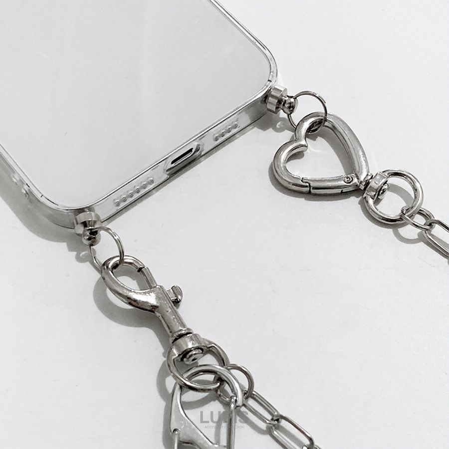 iPhoneケース iPhone14 ショルダー チェーン ストラップ メタル ハート